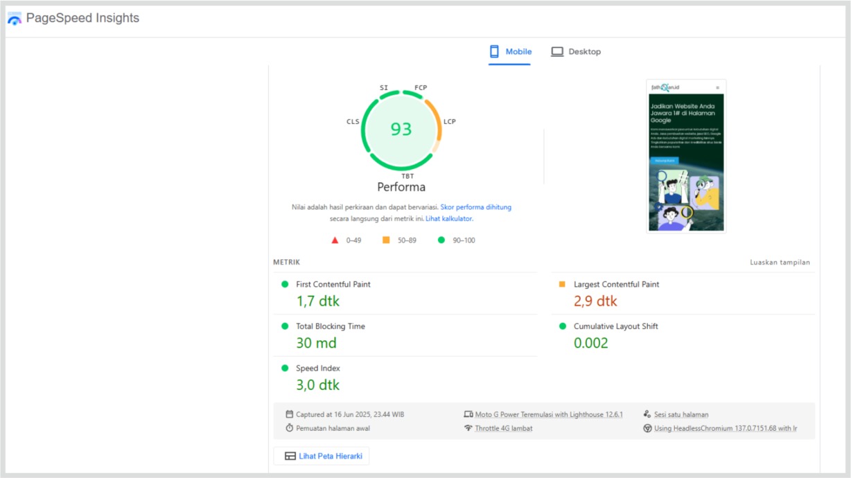 page speed insight fathnan